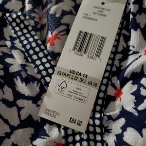 NWT Jones New York Blue White Red Tunic 1X